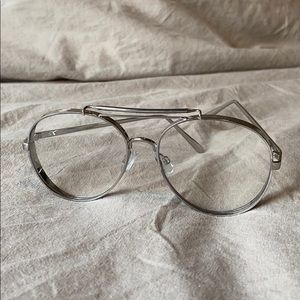 Silver Clear Lens Aviator Glasses